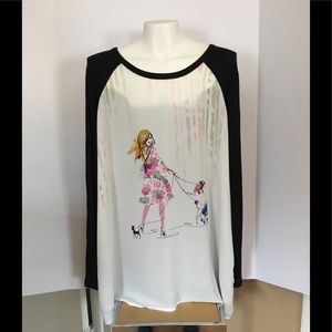 Avenue Graphic Blouse With Zip Back Closure